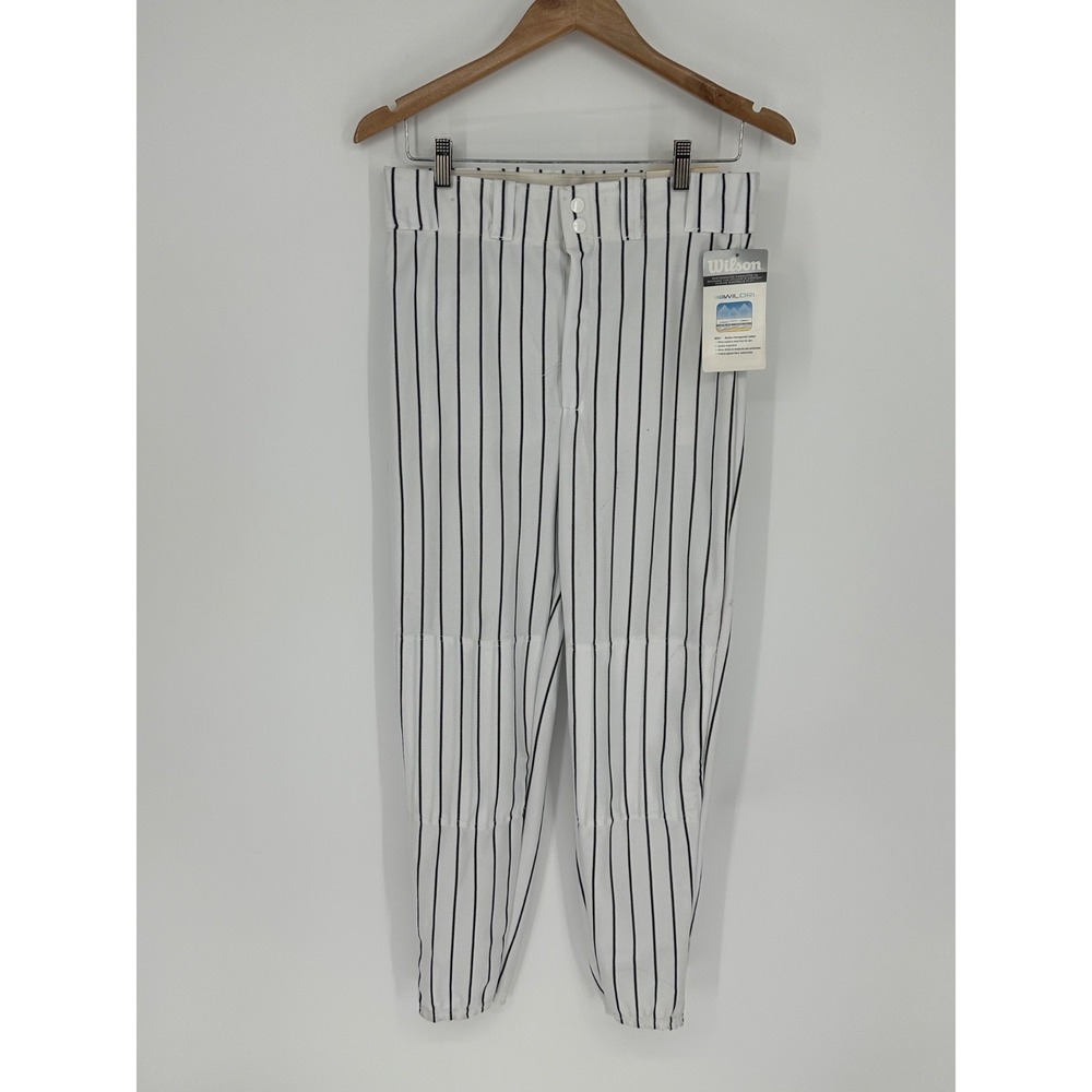 NEW!! Wilson Mens Sz M Baseball Pants Black Pinstripe Elastic Ankle W6